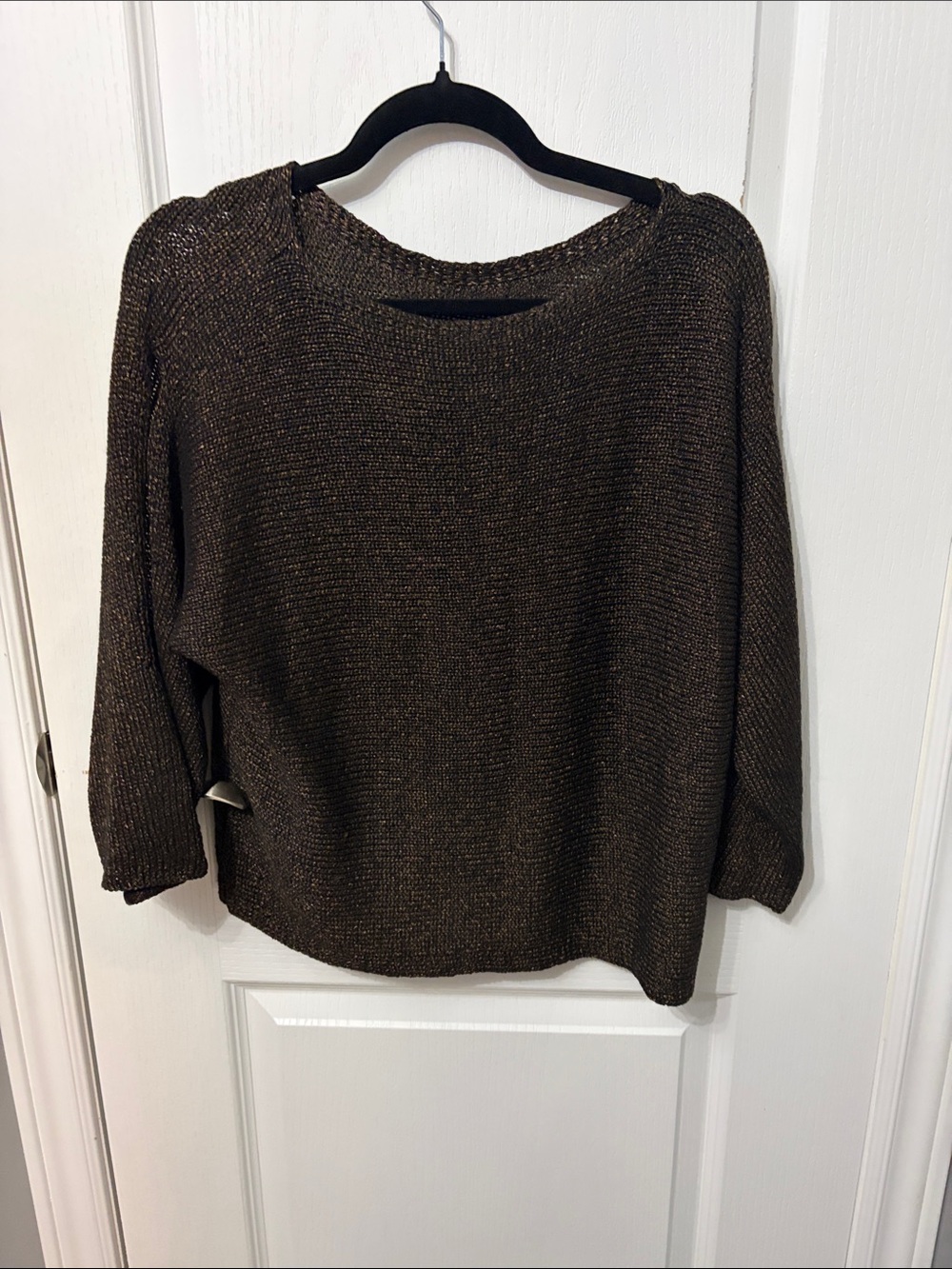 Eileen Fisher Women's Metallic Knit Sweater - Brown